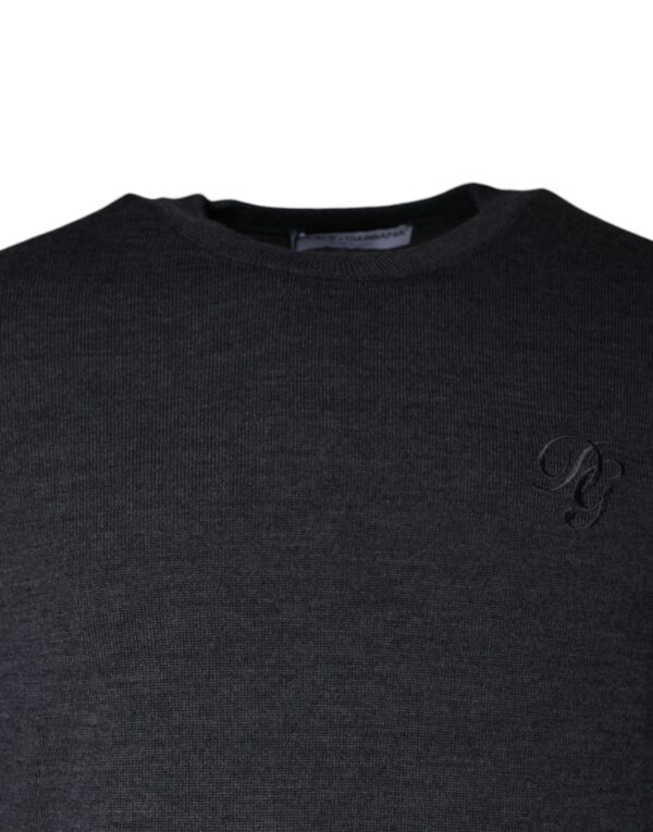 Dolce & Gabbana Dark Gray Wool Crew Neck Pullover Sweater - Image 3