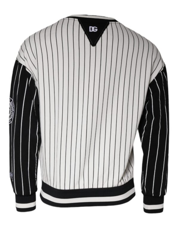 Dolce & Gabbana Black White Stripes Logo Sweatshirt Sweater - Image 5