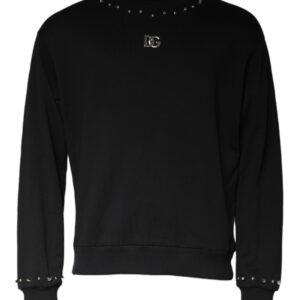 Dolce & Gabbana Black Logo Stud Pullover Sweatshirt Sweater