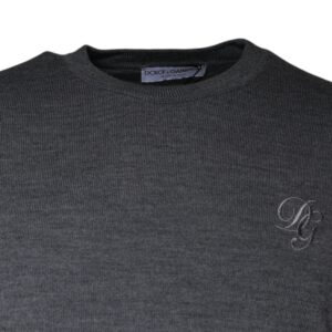 Dolce & Gabbana Dark Gray Wool Crew Neck Pullover Sweater