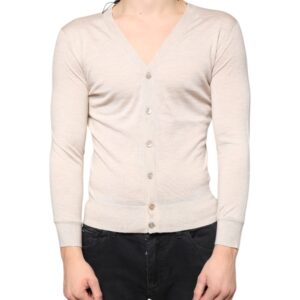 Dolce & Gabbana Beige Cashmere Button Down Cardigan Sweater