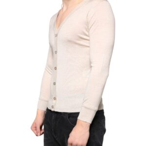 Dolce & Gabbana Beige Cashmere Button Down Cardigan Sweater