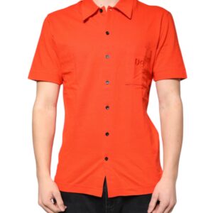 Dolce & Gabbana Orange Cotton Button Down Casual Polo Shirt