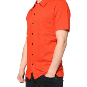 Dolce & Gabbana Orange Cotton Button Down Casual Polo Shirt