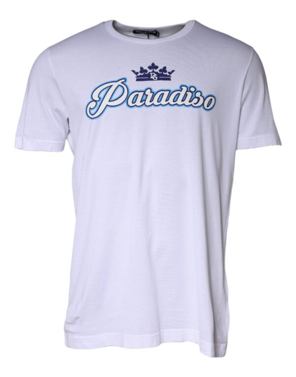 Dolce & Gabbana White Paradiso Cotton Shorts Sleeves T-shirt - Image 3