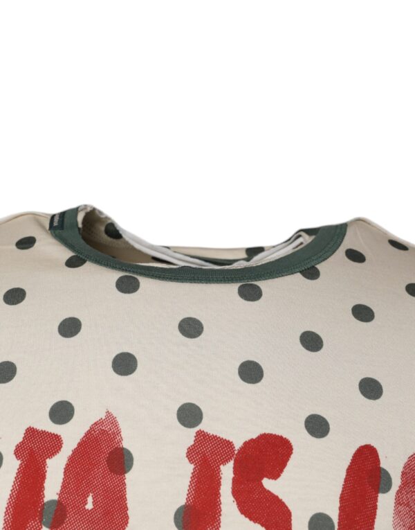 Dolce & Gabbana Beige Graphic Print Polka Dot Cotton T-shirt - Image 3