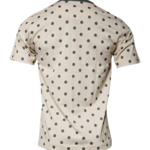 Dolce & Gabbana Beige Graphic Print Polka Dot Cotton T-shirt