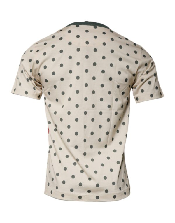 Dolce & Gabbana Beige Graphic Print Polka Dot Cotton T-shirt - Image 5