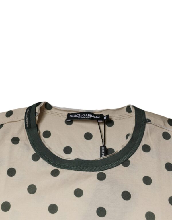 Dolce & Gabbana Beige Graphic Print Polka Dot Cotton T-shirt - Image 6