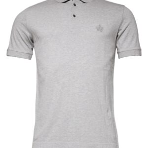 Dolce & Gabbana Gray Crown Collared Short Sleeve Polo T-shirt