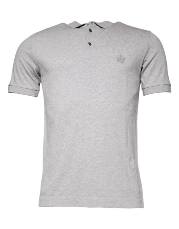 Dolce & Gabbana Gray Crown Collared Short Sleeve Polo T-shirt - Image 2