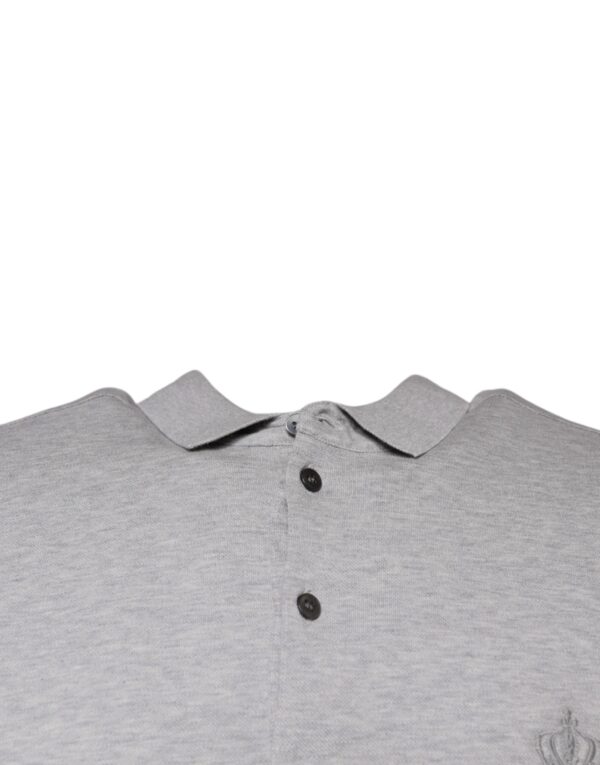 Dolce & Gabbana Gray Crown Collared Short Sleeve Polo T-shirt - Image 3