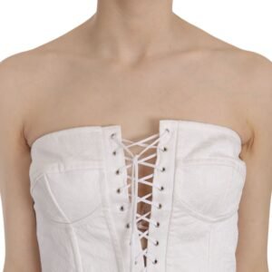 Dolce & Gabbana Elegant White Strapless Corset Top