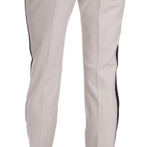 Dolce & Gabbana Elegant White Stripe Wool Tapered Trousers