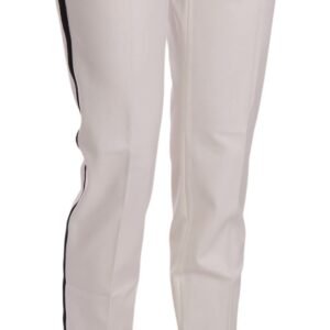 Dolce & Gabbana Elegant White Stripe Wool Tapered Trousers