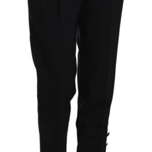 Dolce & Gabbana Elegant Pleated Tapered Black Trousers