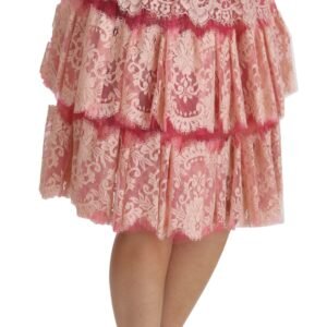 Dolce & Gabbana Elegant Pink Lace High-Waist Skirt