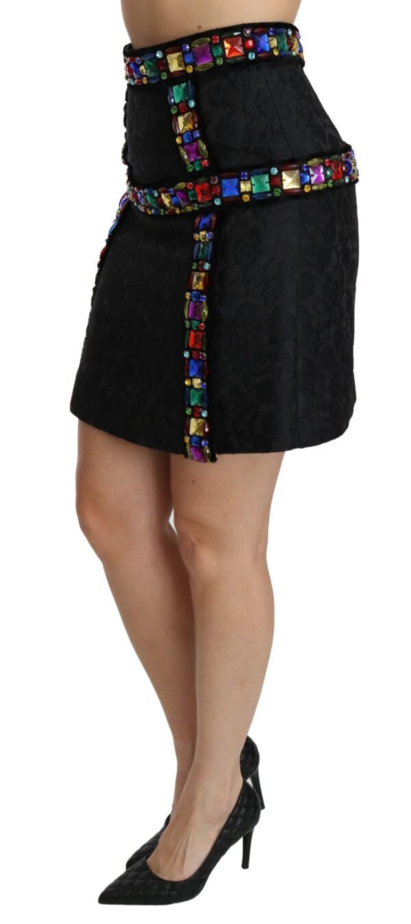 Dolce & Gabbana Elegant High-Waist Embellished Black Skirt - Image 3