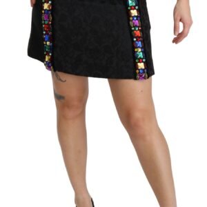 Dolce & Gabbana Elegant High-Waist Embellished Black Skirt