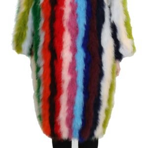 Dolce & Gabbana Elegant Multicolor Feather Long Coat Jacket