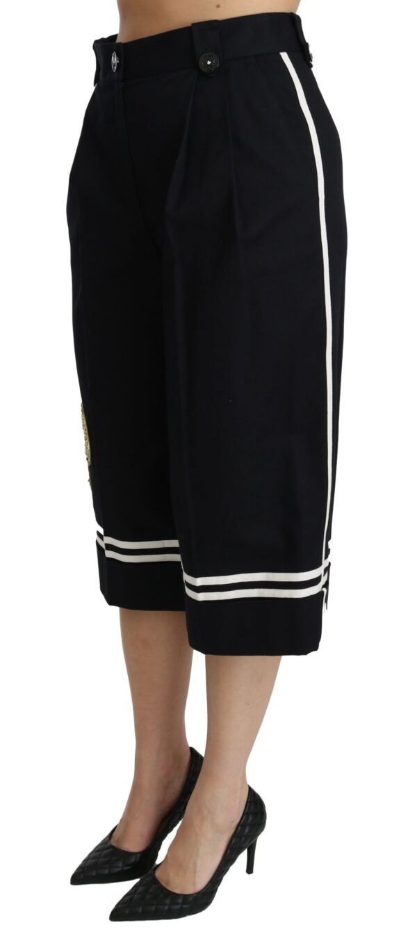 Dolce & Gabbana High Waist Palazzo Cropped Pants in Black Lemon - Image 3