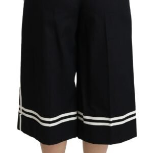 Dolce & Gabbana High Waist Palazzo Cropped Pants in Black Lemon