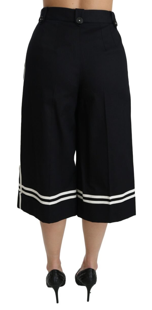 Dolce & Gabbana High Waist Palazzo Cropped Pants in Black Lemon - Image 4