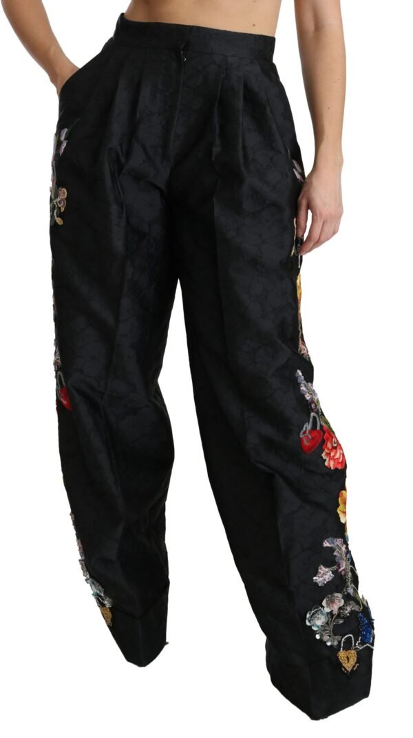 Dolce & Gabbana Elegant High Waist Wide Leg Floral Pants - Image 2