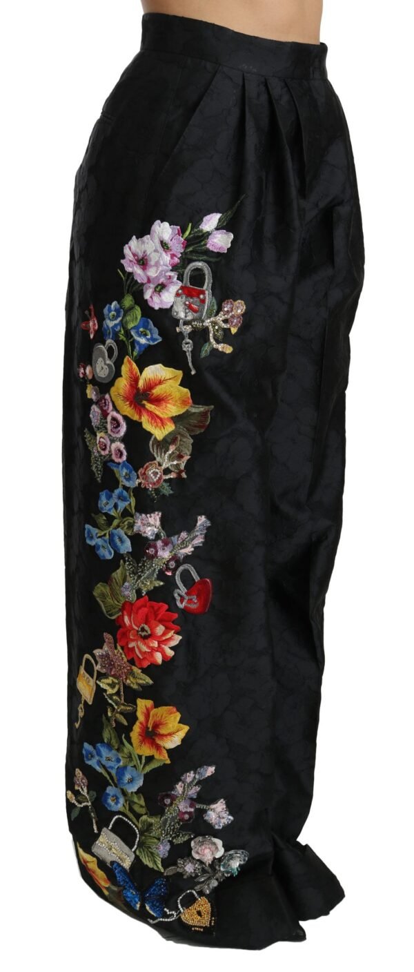 Dolce & Gabbana Elegant High Waist Wide Leg Floral Pants - Image 3