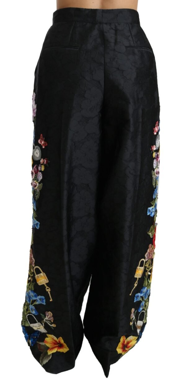 Dolce & Gabbana Elegant High Waist Wide Leg Floral Pants - Image 5