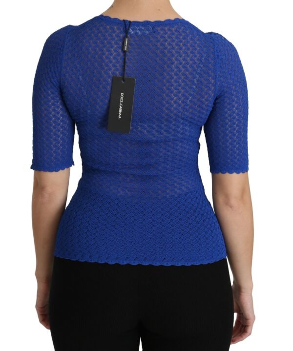 Dolce & Gabbana Elegant Blue Sheer Blouse - Image 4