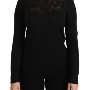 Dolce & Gabbana Elegant Silk-Blend Black Lace Blouse