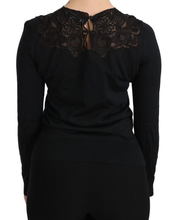 Dolce & Gabbana Elegant Silk-Blend Black Lace Blouse - Image 4