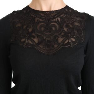 Dolce & Gabbana Elegant Silk-Blend Black Lace Blouse