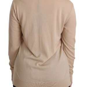 Dolce & Gabbana Elegant Beige Lace Crew Neck Cashmere Blouse