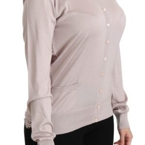 Dolce & Gabbana Silk Blend Pink Crew Neck Cardigan