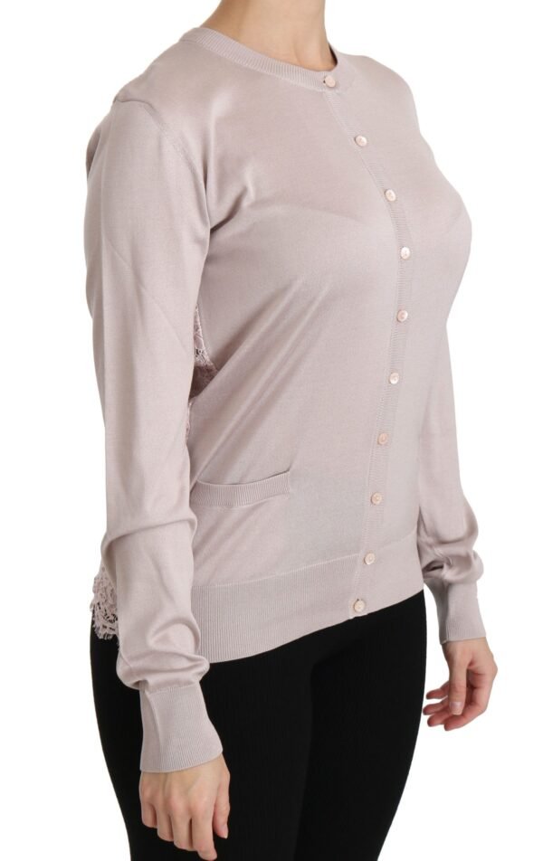 Dolce & Gabbana Silk Blend Pink Crew Neck Cardigan - Image 2