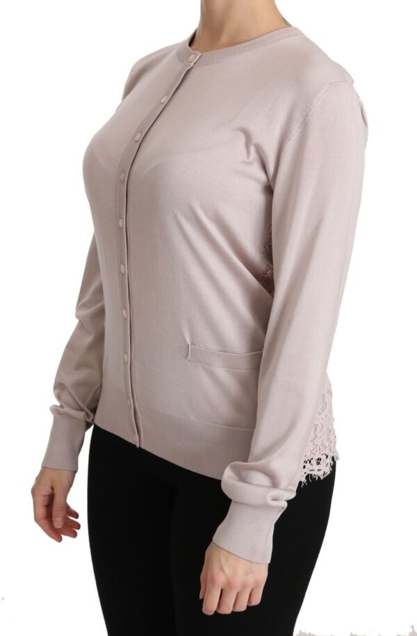 Dolce & Gabbana Silk Blend Pink Crew Neck Cardigan - Image 3