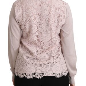 Dolce & Gabbana Silk Blend Pink Crew Neck Cardigan