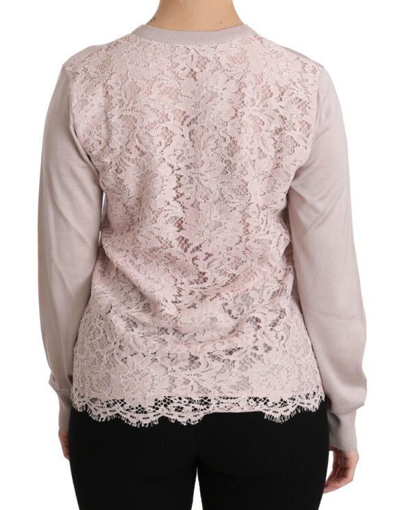 Dolce & Gabbana Silk Blend Pink Crew Neck Cardigan - Image 4