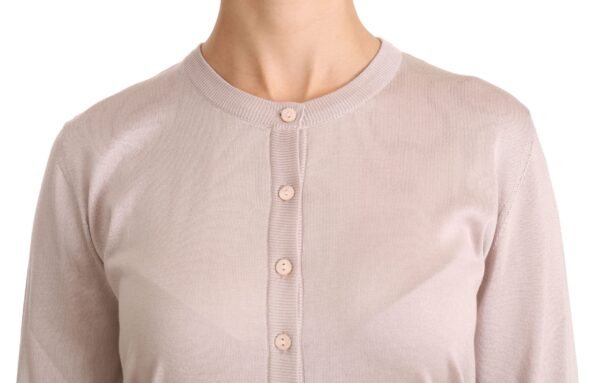 Dolce & Gabbana Silk Blend Pink Crew Neck Cardigan - Image 5