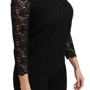 Dolce & Gabbana Elegant Black Lace Crew Neck Blouse