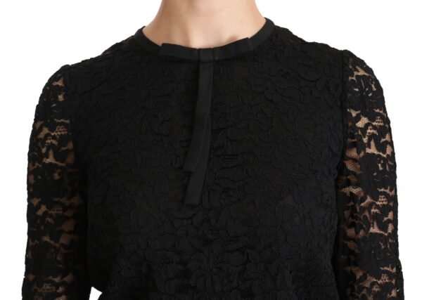 Dolce & Gabbana Elegant Black Lace Crew Neck Blouse - Image 5