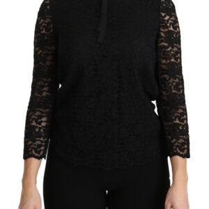 Dolce & Gabbana Elegant Black Lace Crew Neck Blouse