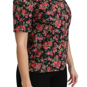 Dolce & Gabbana Elegant Black Floral Crew Neck Top