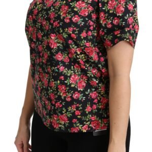 Dolce & Gabbana Elegant Black Floral Crew Neck Top