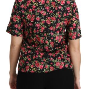 Dolce & Gabbana Elegant Black Floral Crew Neck Top