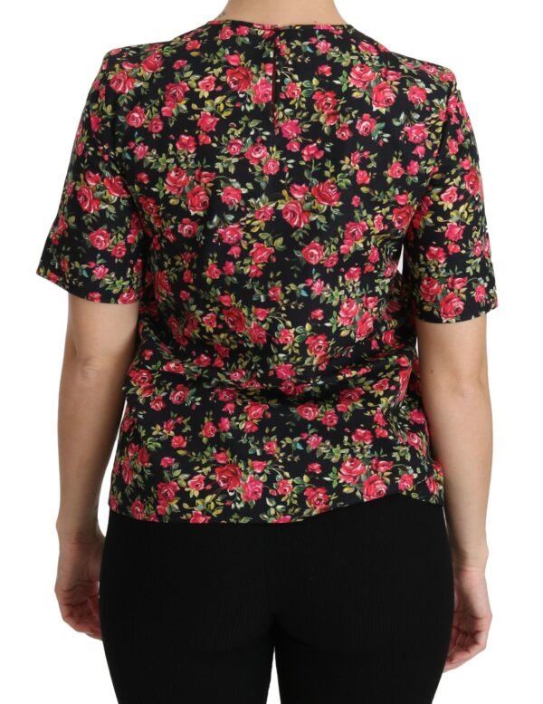 Dolce & Gabbana Elegant Black Floral Crew Neck Top - Image 4