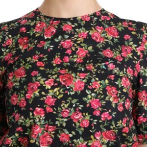 Dolce & Gabbana Elegant Black Floral Crew Neck Top