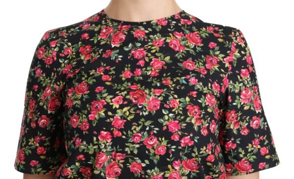 Dolce & Gabbana Elegant Black Floral Crew Neck Top - Image 5